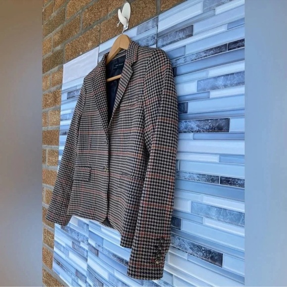zara check gingham blazer jacket button size XS - Picture 8 of 16